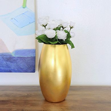 Handblown 12" Gold Leaf Bullet Vase for Tables and Centerpieces