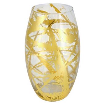 Handblown 12" Gold Leaf Bullet Vase for Tables and Centerpieces