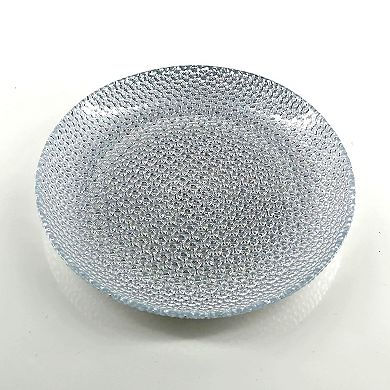 Gilded Glass Salad Plate in Silver, 7.5-Inch Round Pebble Pattern 1 Piece