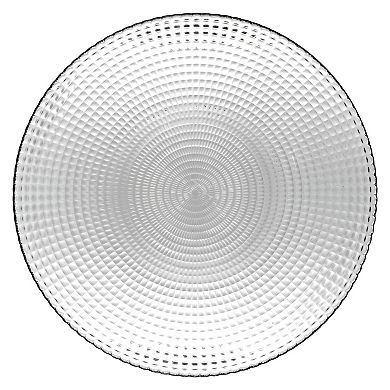 Clear Glass Dinner Plate Set of 12, 10.75-Inch Round Swirl Design with Beaded Edge