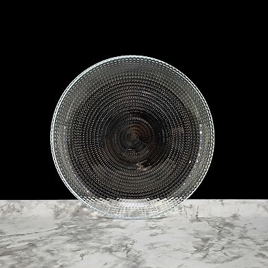 Clear Glass Salad Plate 7.75-Inch Round with Swirl and Beaded Rim