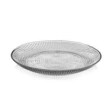 Clear Glass Salad Plate 7.75-Inch Round with Swirl and Beaded Rim