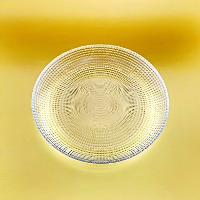 Clear Glass Salad Plate 7.75-Inch Round with Swirl and Beaded Rim