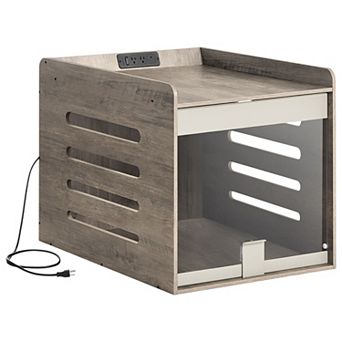 Dog Crate Furniture with USB Ports, AC Outlets, and Acrylic Door for Home Use