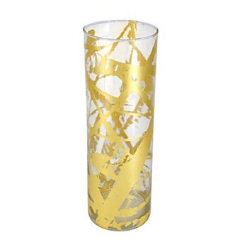 16-Inch Gold Accent Glass Vase for Centerpieces and Floral Displays