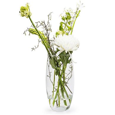 Medium Clear Glass Bullet Vase 12" with Oval Shape for Table or Shelf Décor