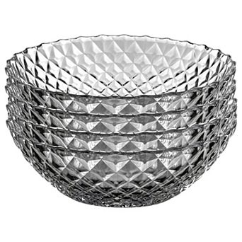 Set of 4 Clear Glass Side Bowls with Diamond Texture for Snacks, Sauces and Small Portions