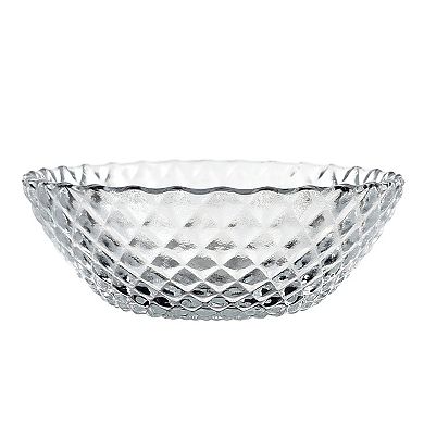Set of 4 Clear Glass Side Bowls with Diamond Texture for Snacks, Sauces and Small Portions