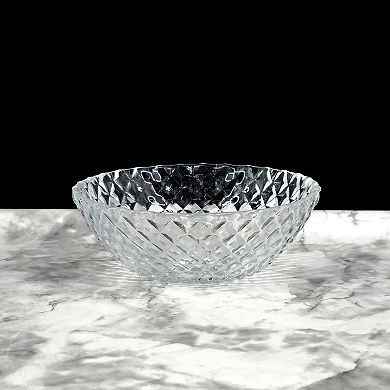 Set of 4 Clear Glass Side Bowls with Diamond Texture for Snacks, Sauces and Small Portions