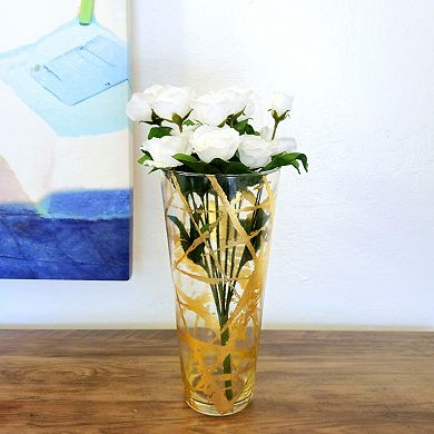 Gold Accent Conical Glass Vase for Home Décor and Event Displays