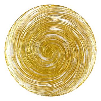1 pc Gilded Glass Dinner Plate in Gold, 10.75-Inch Round Vortex Design
