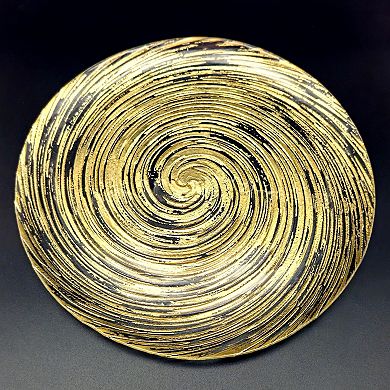 1 Piece Gilded Glass Dinner Plate in Gold, 10.75-Inch Round Vortex Design