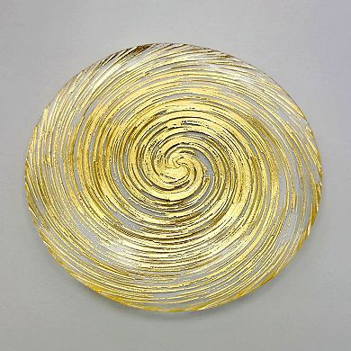 1 Piece Gilded Glass Dinner Plate in Gold, 10.75-Inch Round Vortex Design