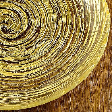 1 Piece Gilded Glass Dinner Plate in Gold, 10.75-Inch Round Vortex Design