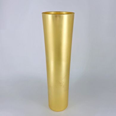 20" Gold Conical Glass Vase for Floral Arrangements or Candle Display