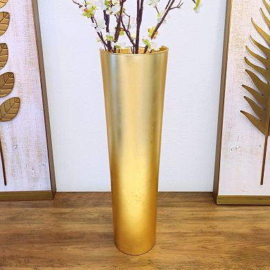 20" Gold Conical Glass Vase for Floral Arrangements or Candle Display