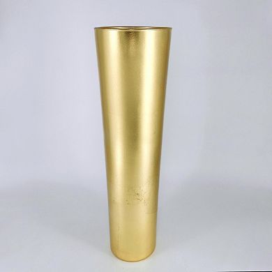 20" Gold Conical Glass Vase for Floral Arrangements or Candle Display