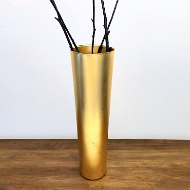 20" Gold Conical Glass Vase for Floral Arrangements or Candle Display
