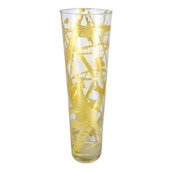 20" Gold Conical Glass Vase for Floral Arrangements or Candle Display