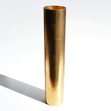 20" Gold Glass Cylinder Vase for Floral Stems or Candle Display