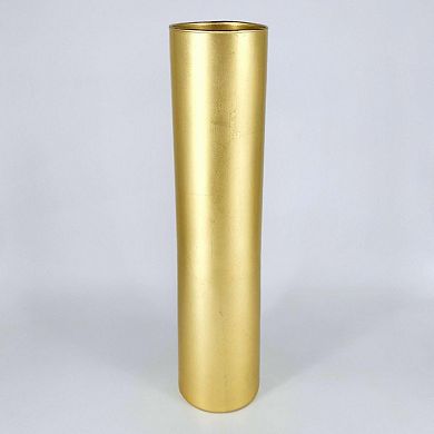 20" Gold Glass Cylinder Vase for Floral Stems or Candle Display