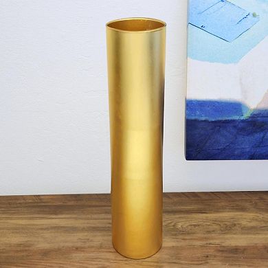20" Gold Glass Cylinder Vase for Floral Stems or Candle Display