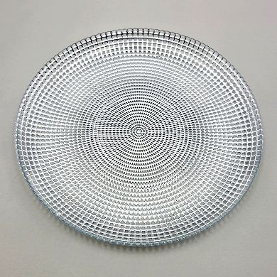 Gilded Glass Dinner Plate in Silver, 10.75-Inch Round Serving Plate 1 Piece