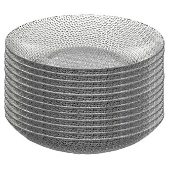 Textured Pebble-Style Clear Glass Soup Plates, 8-Inch Round Set of 12 for Everyday Dining
