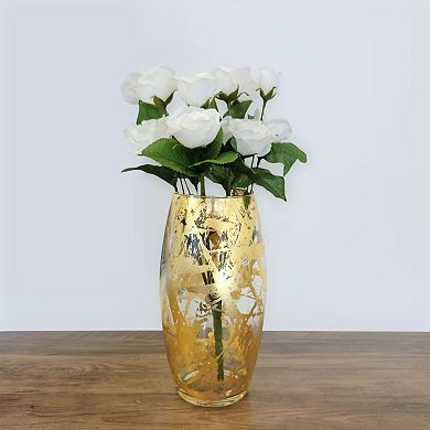 Brushed Gold 10" Handblown Bullet Vase for Home Accents