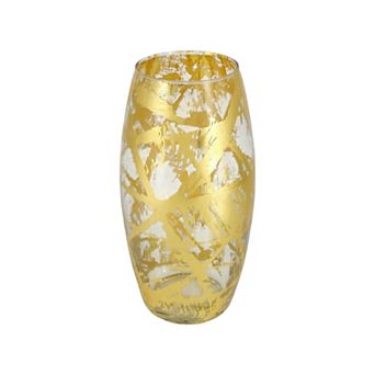 Brushed Gold 10" Handblown Bullet Vase for Home Accents