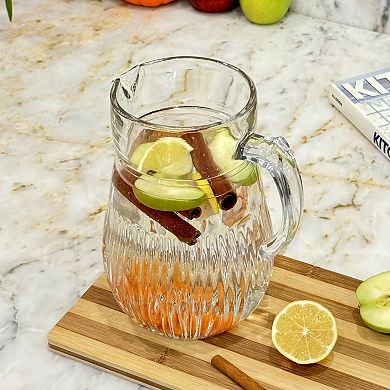 Cristalline Glass 65 oz Drink Pitcher for Hot or Cold Beverages