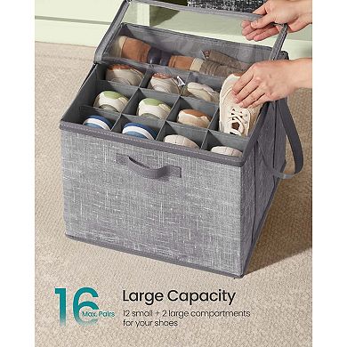 Fabric Shoe Organizers Space-Saving Design, Holds 16 Pairs