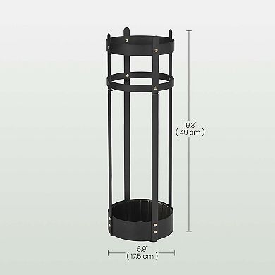 Metal Umbrella Stand with Drip Tray and Hooks for Entryway, Office, or School