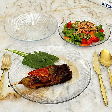 Clear Glass Dining Plate Set with Multiple Plate Sizes for Daily Use - Set of 12