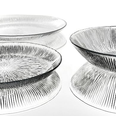 Clear Glass Dining Plate Set with Multiple Plate Sizes for Daily Use - Set of 12