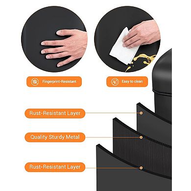 30L Soft-Close Stainless Steel Trash Can, 8 Gal Foot Pedal Bin for Kitchen, Bathroom, Office