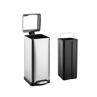 30L Soft-Close Stainless Steel Trash Can, 8 Gal Foot Pedal Bin for Kitchen, Bathroom, Office