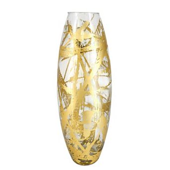 20" Brushed Gold Oval Glass Vase for Weddings and Displays