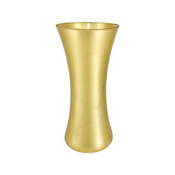 15" Gold Flared Glass Vase for Floral Arrangements or Candle Display