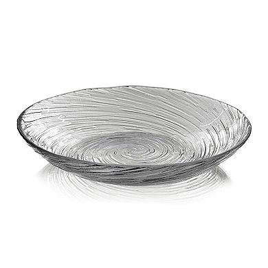 8-Inch Clear Glass Soup and Salad Plate Set of 6 with Textured Vortex Swirl and Stackable Shape