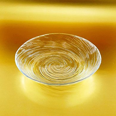 8-Inch Clear Glass Soup and Salad Plate Set of 6 with Textured Vortex Swirl and Stackable Shape