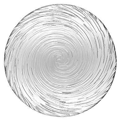 8-Inch Clear Glass Soup and Salad Plate Set of 6 with Textured Vortex Swirl and Stackable Shape