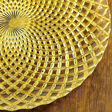 Glass Salad Plate 7.25" in Gold for Appetizers or Sweets