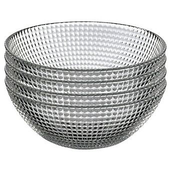 Set of 4 Clear Glass Side Bowls with Swirl Pattern for Snacks and Small Servings