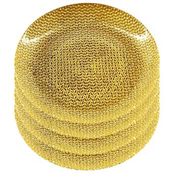 Gilded Glass Salad Plates Set of 4, Gold Pebble Pattern, 7.5-Inch Round for Salads or Appetizers