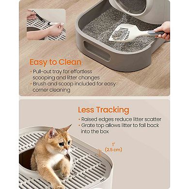 Extra-Large Covered Cat Litter Box with Slide-Out Tray, Reduced Tracking, and Tools