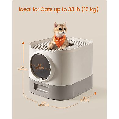 Extra-Large Covered Cat Litter Box with Slide-Out Tray, Reduced Tracking, and Tools