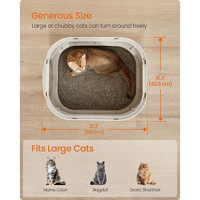 Extra-Large Covered Cat Litter Box with Slide-Out Tray, Reduced Tracking, and Tools