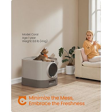 Extra-Large Covered Cat Litter Box with Slide-Out Tray, Reduced Tracking, and Tools