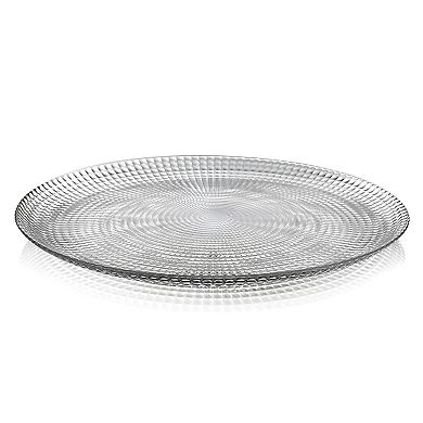 1 Piece Round Clear Glass Dinner and Dessert Plate 10.75-Inch with Beaded Edge